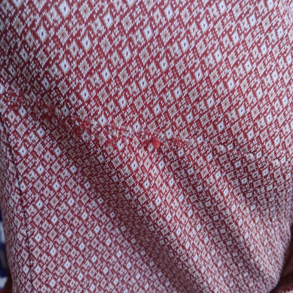 Vintage Men's Medium Disco Shirt 1970s Towncraft Red Diamond Print Stretch Knit - Picture 5 of 7